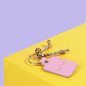 Leather keychain with boobs