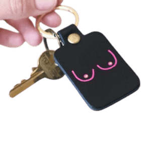Leather keychain with boobs