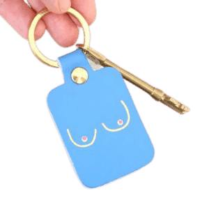Leather keychain with boobs