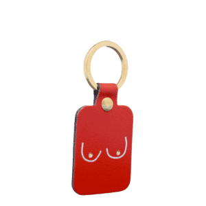 Leather keychain with boobs