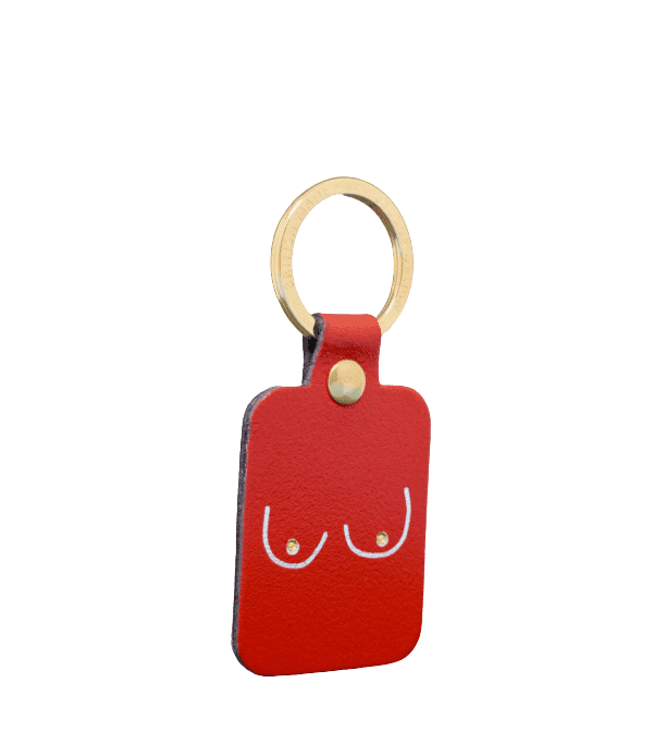 Leather keychain with boobs