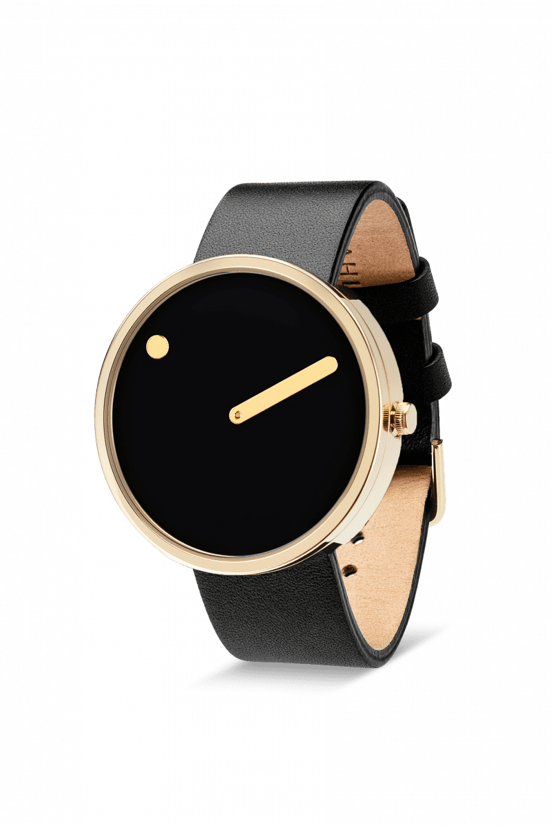 PICTO watch black leather with gold