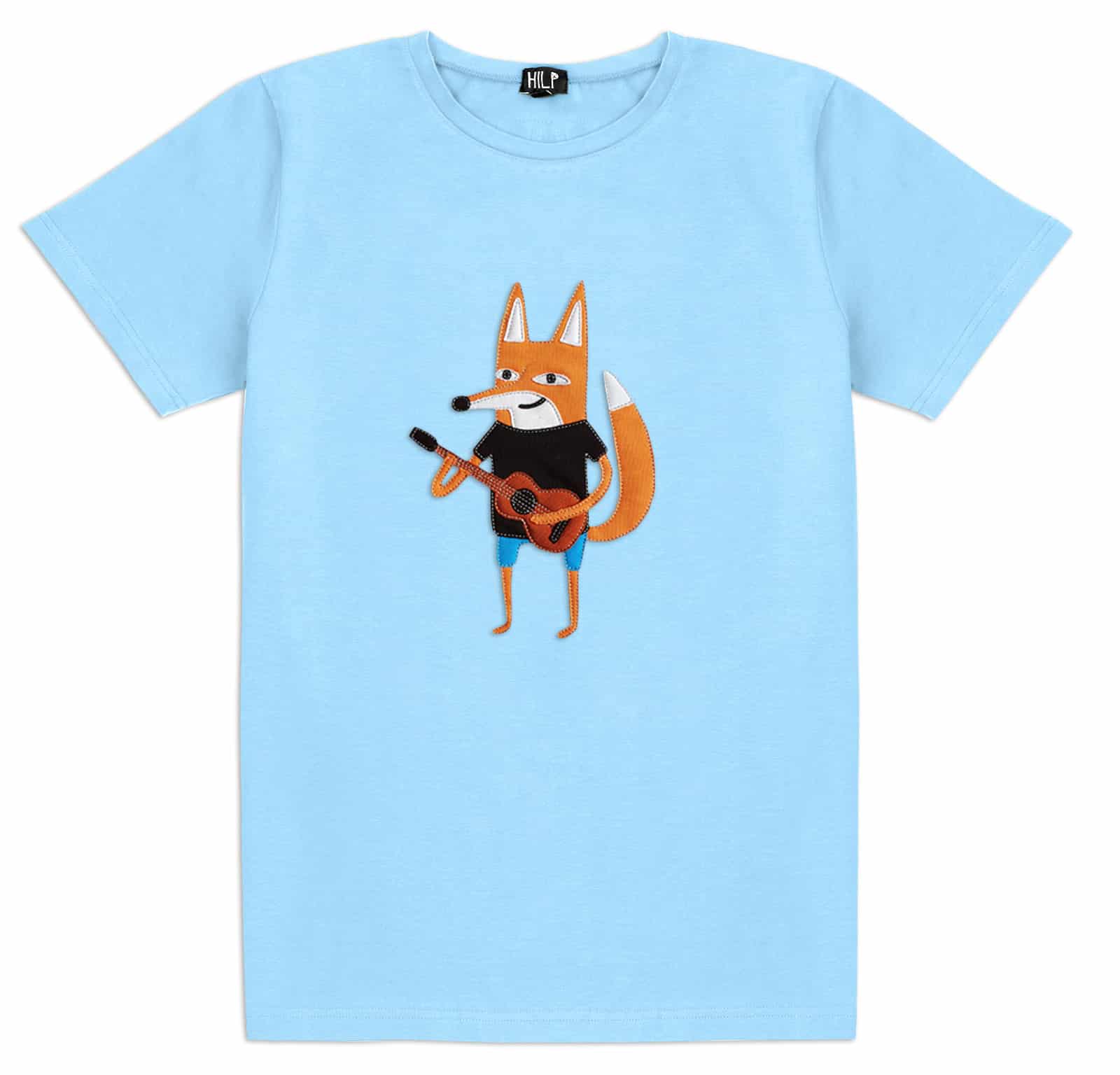 Fox playing Guitar - T-shirt Light Blue