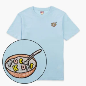 Rude Cereal Embroidered T-Shirt - Blue