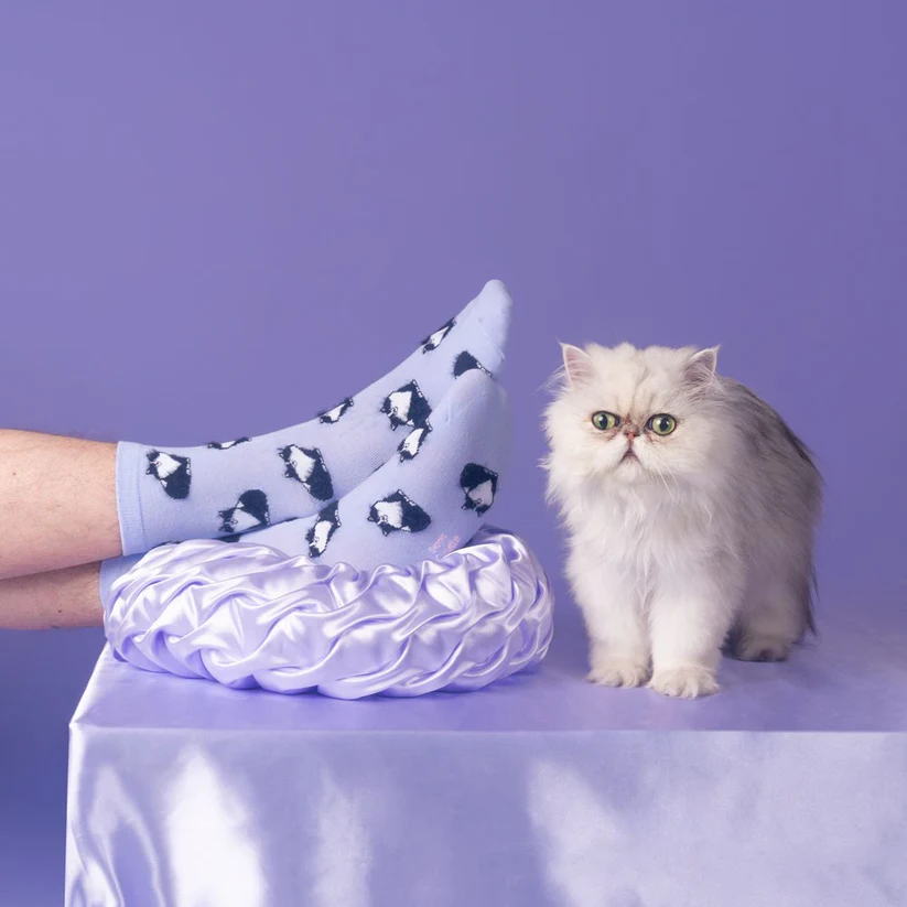 Cats - Lilac Cotton Socks - Pilt 2