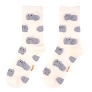 Persian Cats - White Cotton Socks