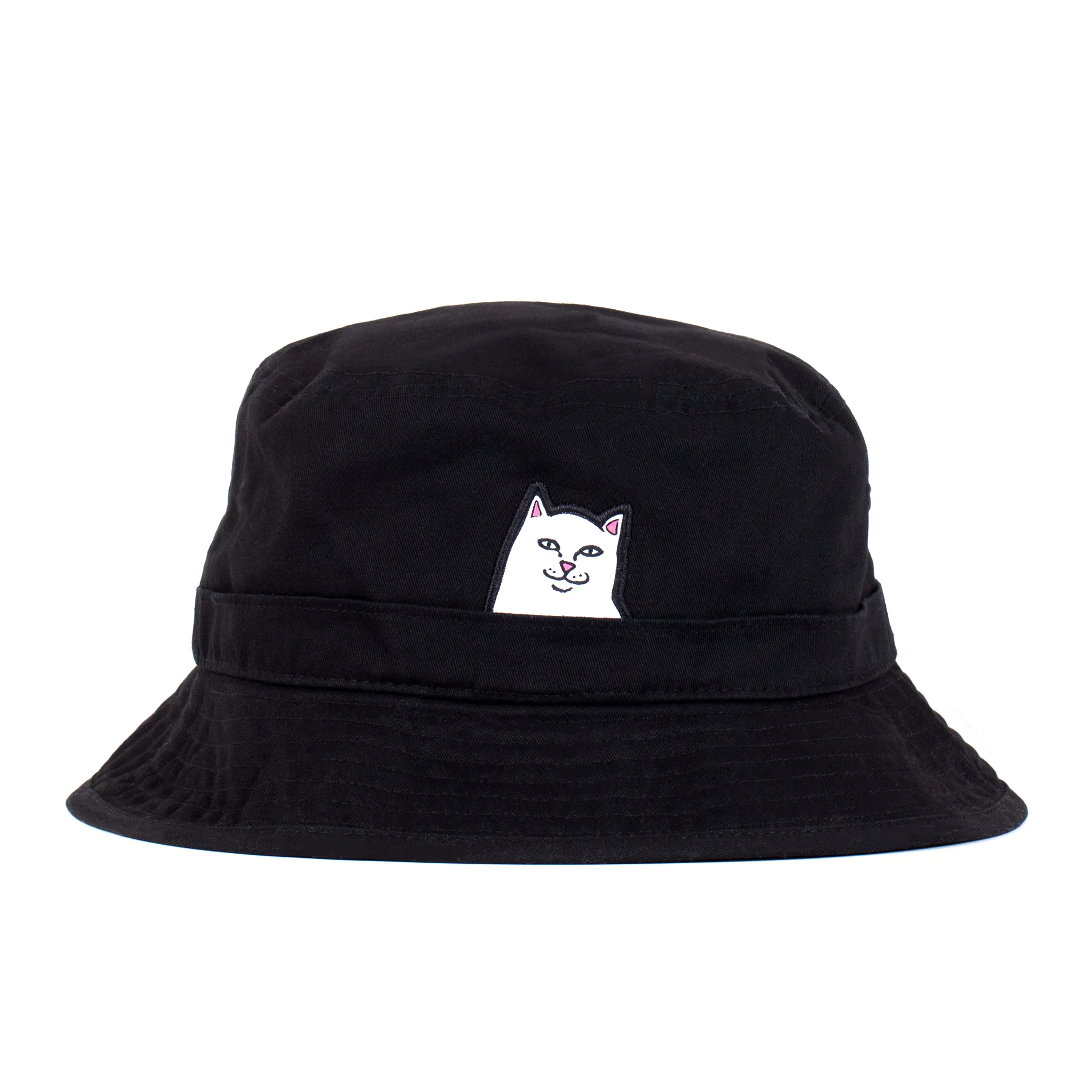 The Delresto Dad hat - Medium wash is inspired by RIPnDIP, featuring a medium wash design and a small white embroidered cat face with pink ears on the front. Gate21.ee