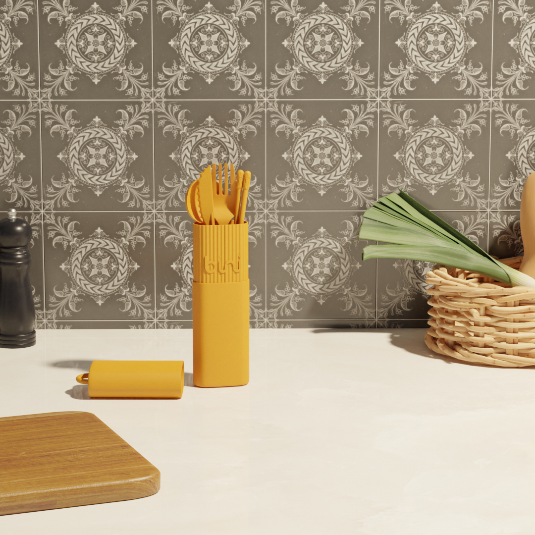 Bini Cutlery Kit - Yellow - Image 3