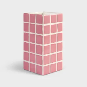 Vase Tile - Pink  10.5 x 10.5 x 21 cm