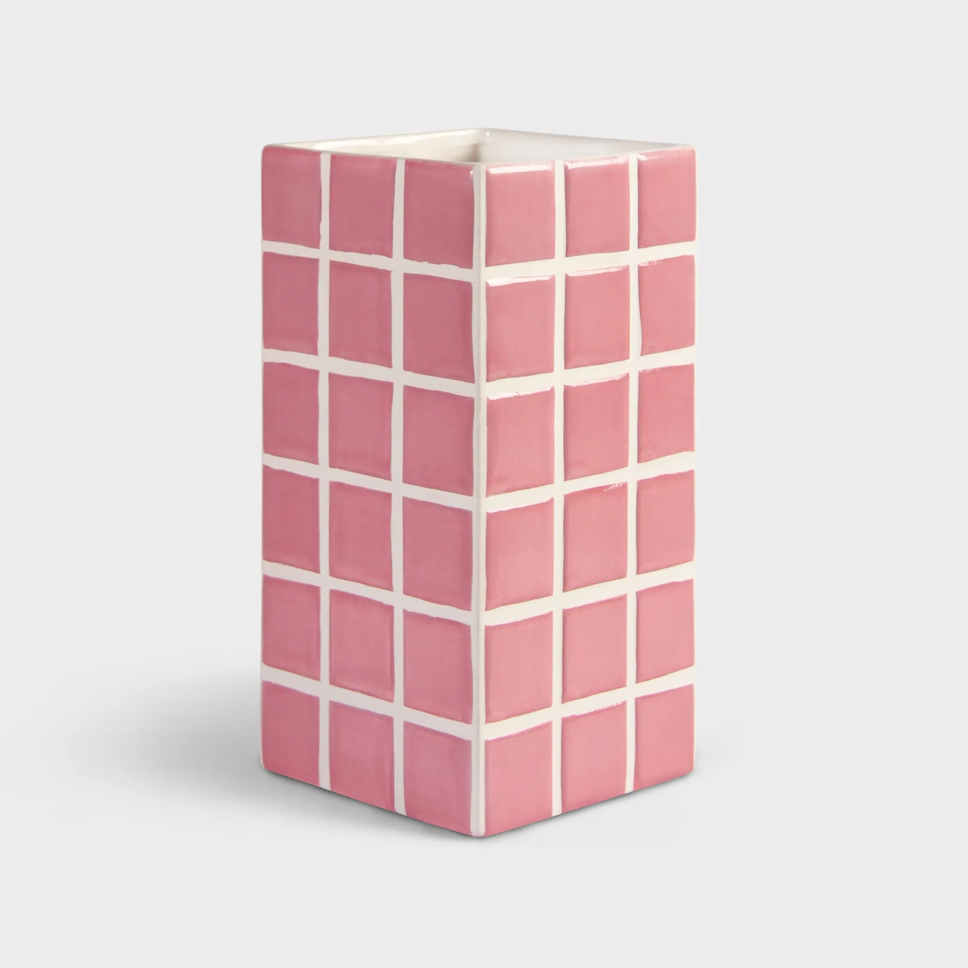 Vase Tile - Pink 10.5 x 10.5 x 21 cm