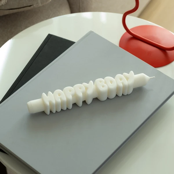 Happy Bday 3D Candle - White - Image 2