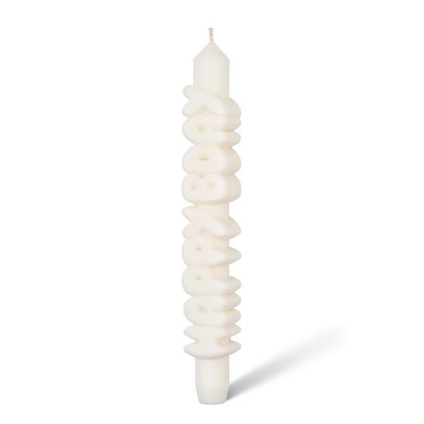 Happy Bday 3D Candle - White