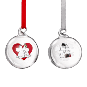 Moomin glass bauble set of 2 Heart/Snowflake 5cm