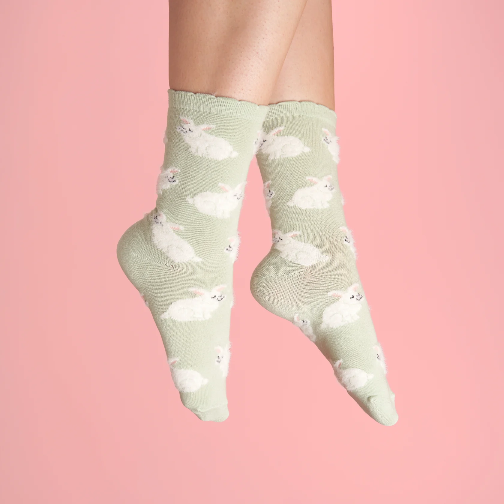 Rabbits - Grey Cotton Socks - Pilt 2