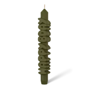 Happy Bday 3D Candle - Olive Green