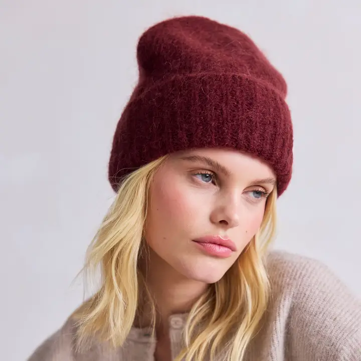 The Mohair Beanie - Cherry Burgundy - Image 2
