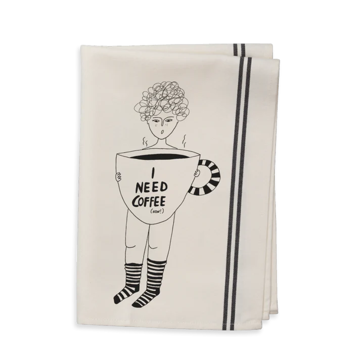 Couple Tea Towel - Need Coffee