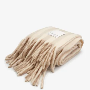 The Wool Stripe Throw - Pale Taupe