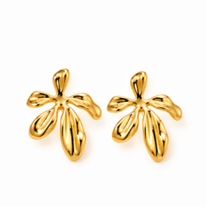 Nalani - BØLD Earrings: Gold earrings shaped like abstract flowers with five rounded petals each, shown on a plain white background. Gate21.ee