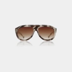 The Rio - Demi Tortoise sunglasses by A. Kjærbede feature brown gradient lenses and a thick marbled frame in a mix of brown, beige, and black colours, shown against a plain white background. Gate21.ee