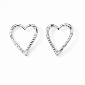 Nalani - BØLD Earrings - Silver are silver heart-shaped open hoop earrings with a simple, minimalist design, shown on a white background. Gate21.ee