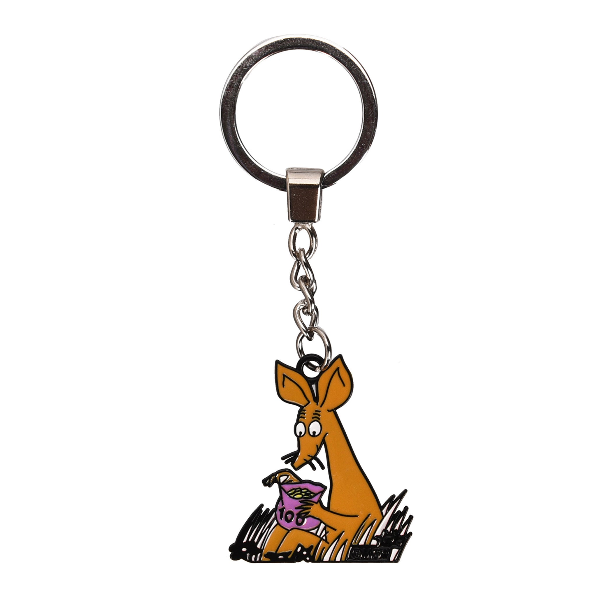 A metal keyring with a chain attached to a charming Snufkin figure from the Moomin series. Perfect for fans of cute and whimsical accessories, this Moomin Keyring - Snufkin is a must-have collectible. Gate21.ee