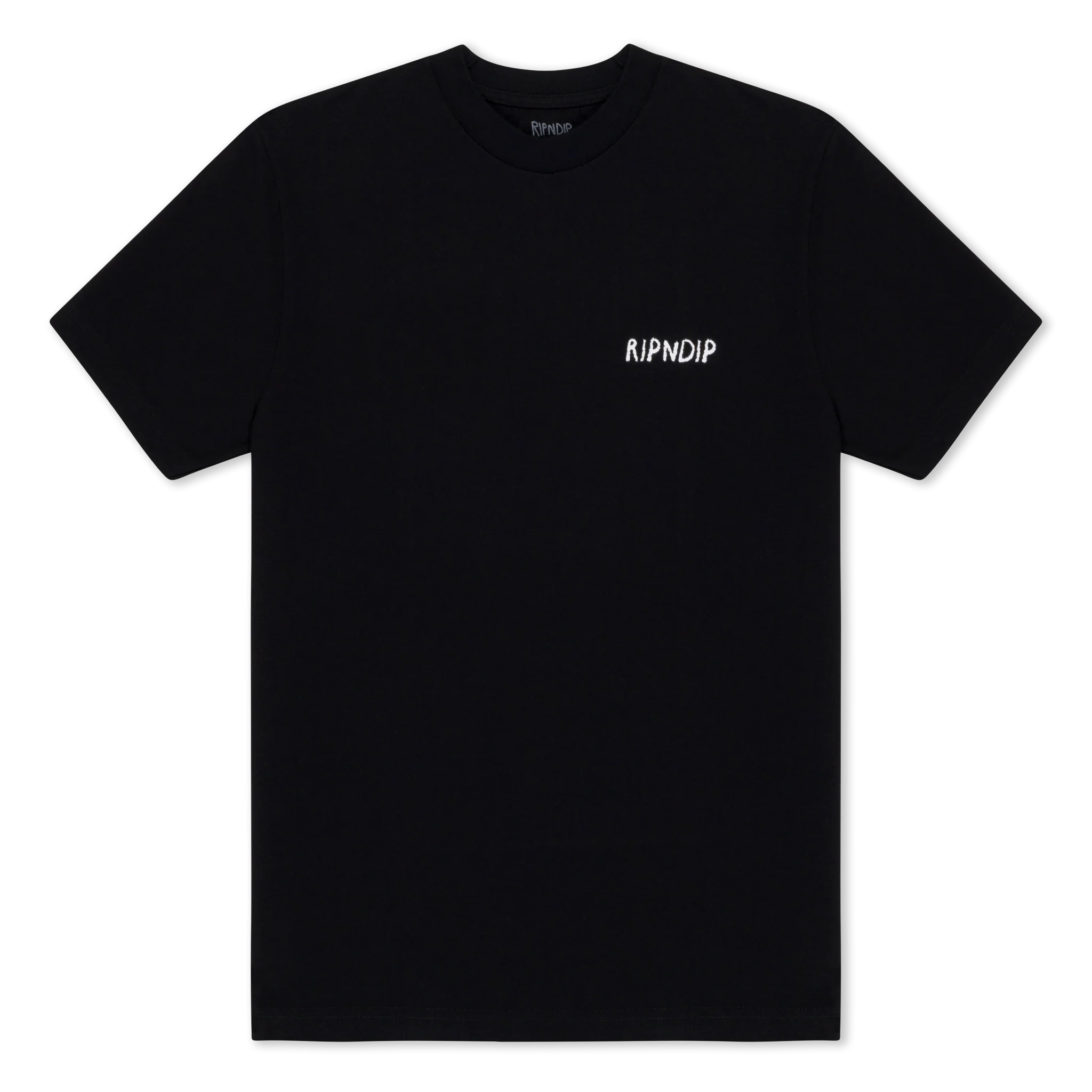 A plain black short-sleeve t-shirt called the Coco Nerm Tee, featuring "RIPNDIP" in white on the left chest. Gate21.ee