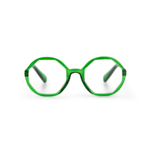 A pair of lavender, geometric LOLITA reading glasses with round lenses and straight arms, shown from the front on a white background. Gate21.ee