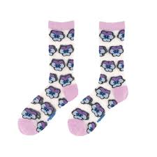 A pair of transparent socks by Coucou Suzette called "Watermelons," featuring pink toes, heels, and cuffs with a playful cartoonish pattern of watermelons. Gate21.ee