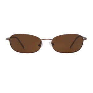 A pair of A. Kjærbede "Jack - Silver" sunglasses featuring oval-shaped brown tinted lenses and thin silver metal frames. The straight arms have a subtle curve at the ends, and clear nose pads are attached to the bridge for added comfort. Gate21.ee