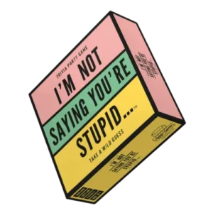 The trivia party game I’m not saying you’re stupid... by Hygge Games features a box with pink, green, and yellow panels. Gate21.ee